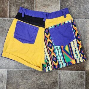 Vintage 80s Colorful Western Style Jean Shorts by Carolina Colours Size 7